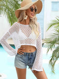 Hollow Out Boat Neck Flare Sleeve Cover-Up — Livostyle