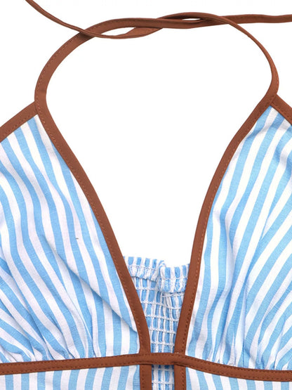 Striped Halter Neck Smocked Maxi Dress – photo 6