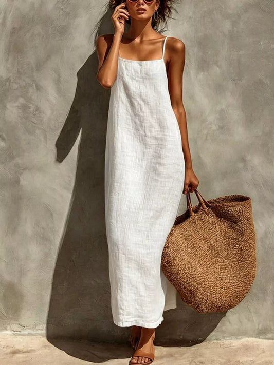 Sleeveless Casual Maxi Dress in White