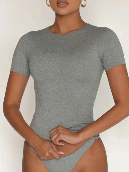 Round Neck Short Sleeve Swim Top — Livostyle