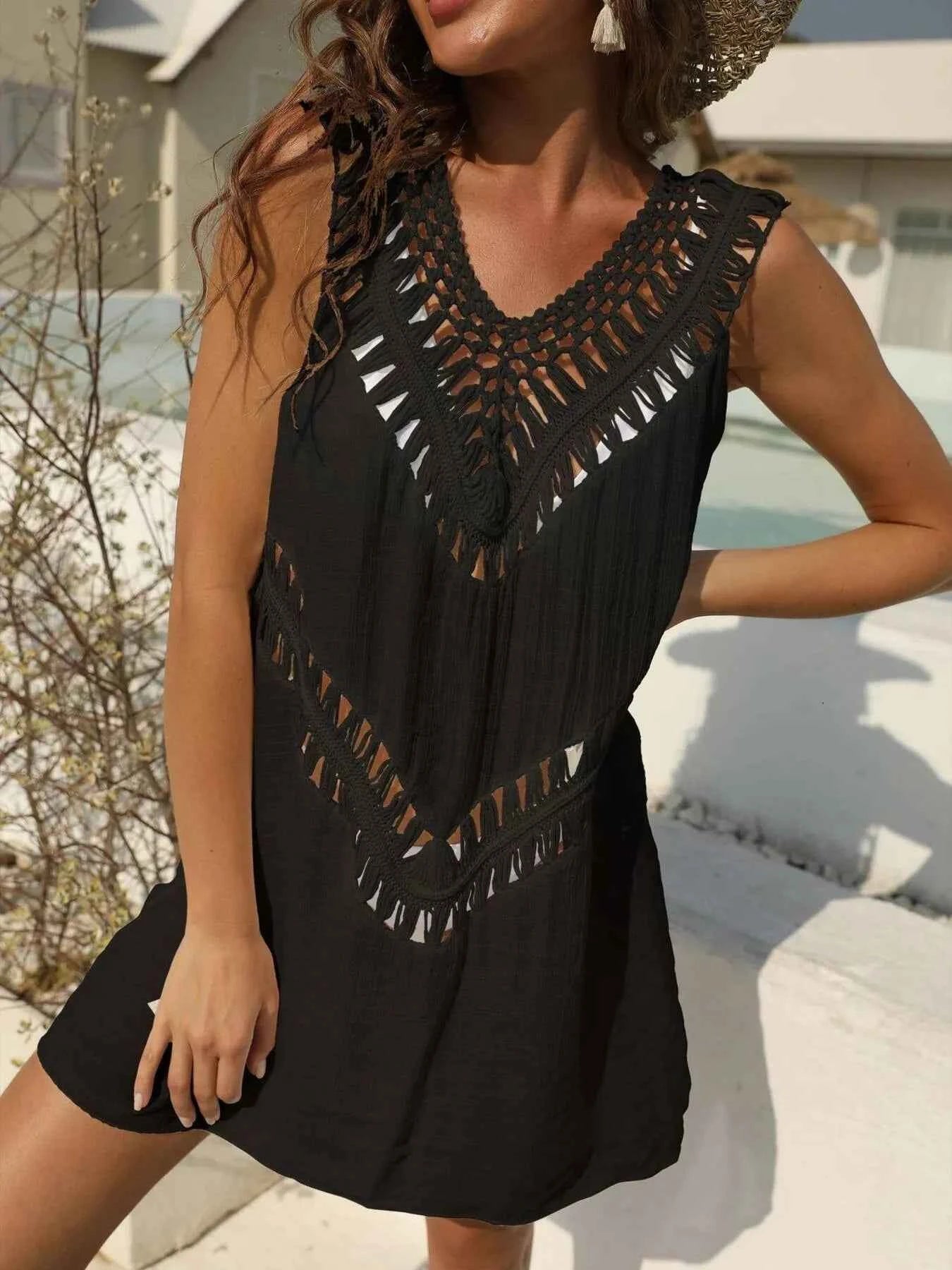 Crochet Detail Beach Cover Up Dress
