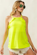 Elegant Sleeveless Top with Ruffled Details in French Terry Knit — Livostyle