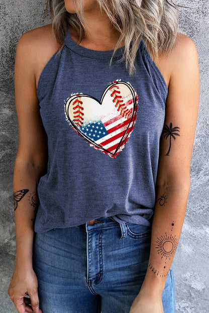US Flag Heart Graphic Tank back view — Livostyle