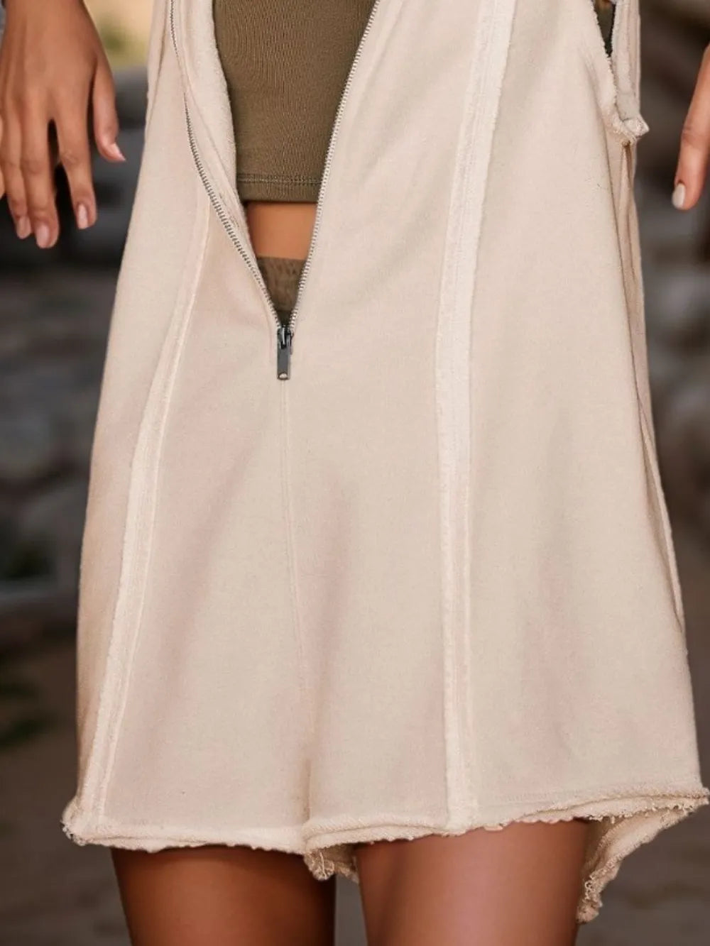 Half Zipped Hooded Sleeveless Romper styling — Livostyle