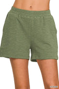 Cotton Slub Shorts in Lt Olive — Livostyle