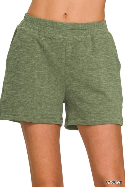 Cotton Slub Shorts in Lt Olive — Livostyle