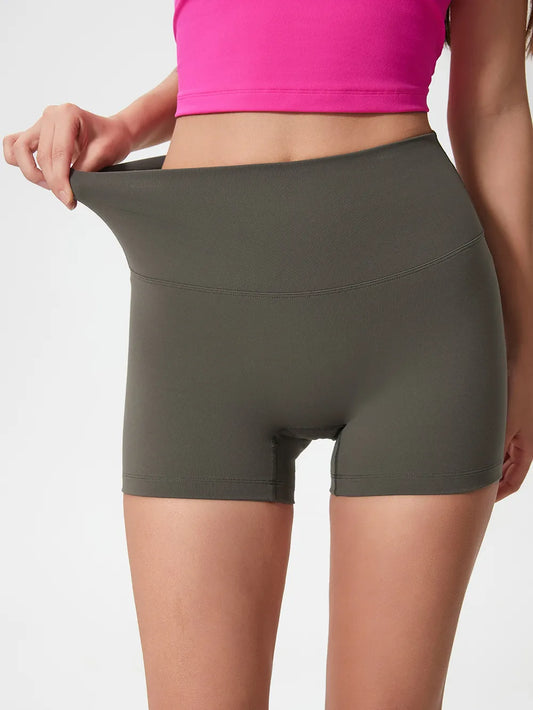 High Waist Active Shorts in Deep Dark Green