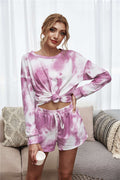Tie-Dye Dropped Shoulder Top and Shorts Lounge Set — Livostyle