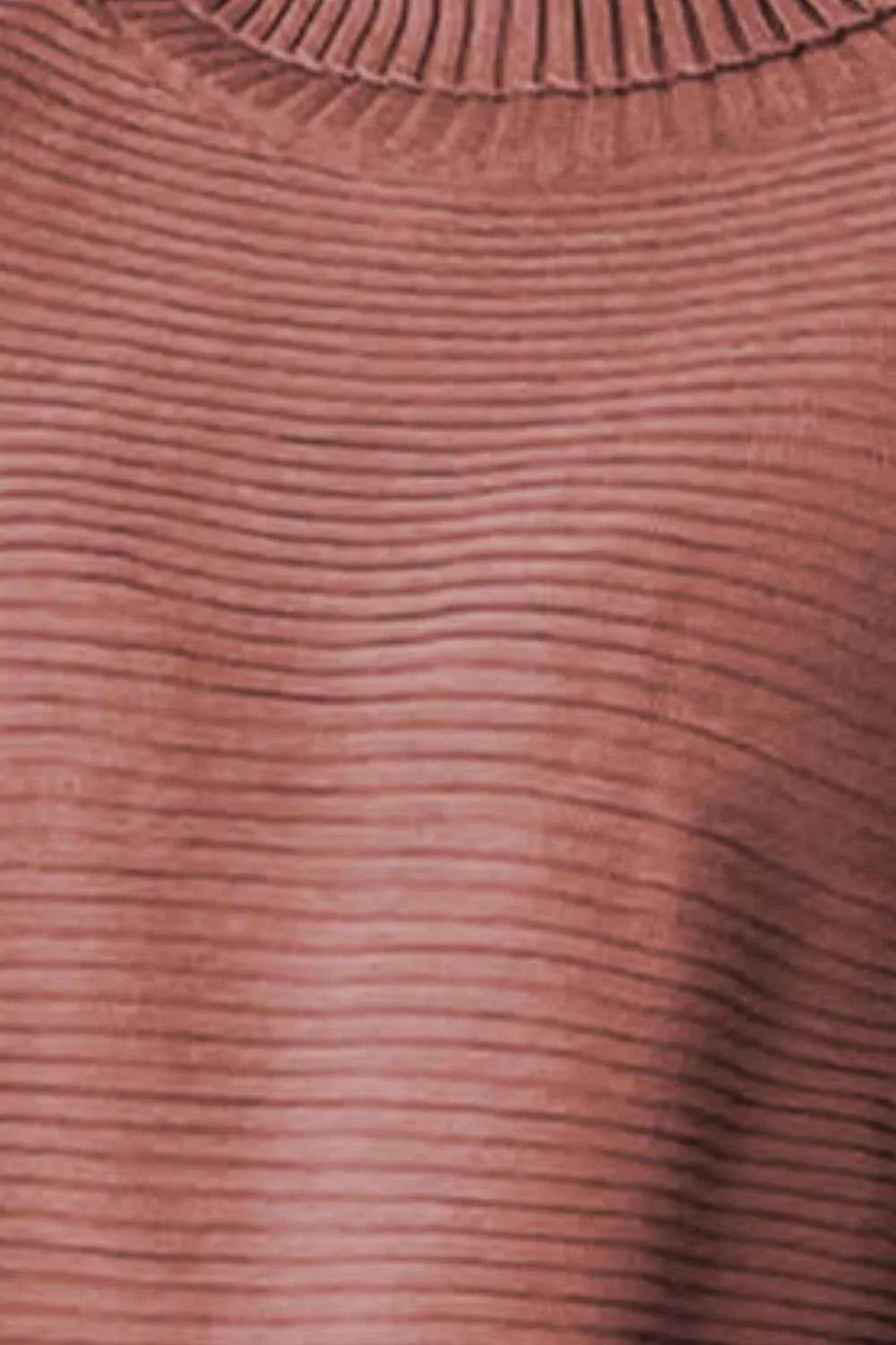 Ribbed Turtleneck Dropped Shoulder Pullover Sweater