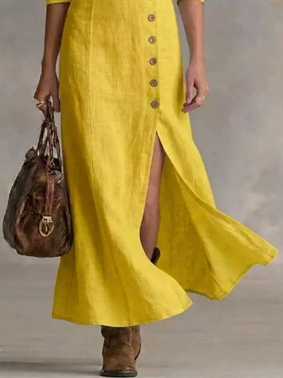 Slit Button-Down Midi Dress – photo 5