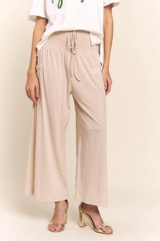 Smocked Waist Boho Wide Leg Pants with Pockets — Livostyle