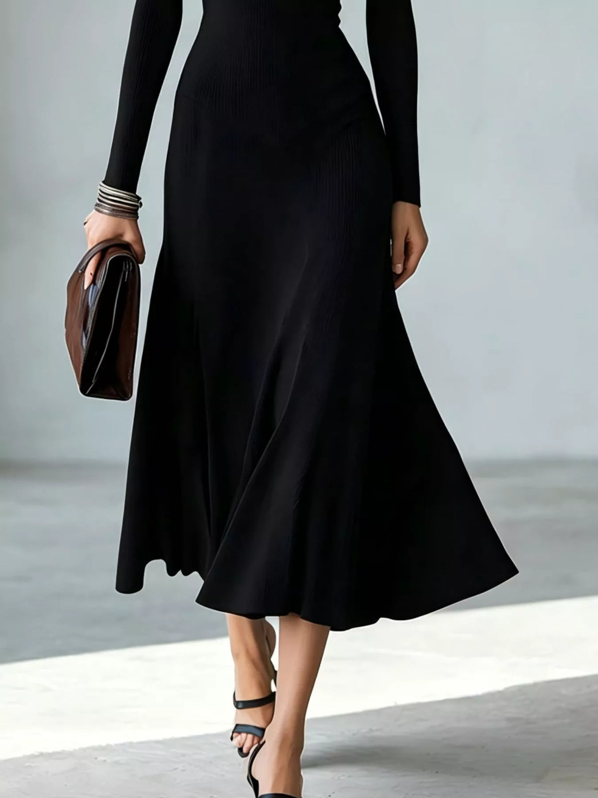 Mock Neck Cut-Out Long Sleeve Midi Dress – Plus Size – photo 4