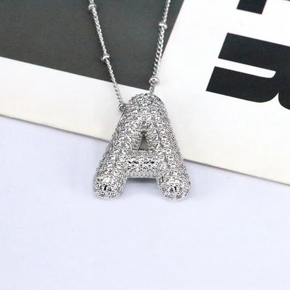 Copper Inlaid Zircon Letter Pendant Necklace — Livostyle