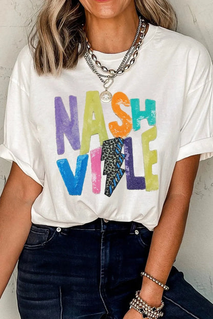 Lightening NASHVILLE Sequin Round Neck T-Shirt – photo 2