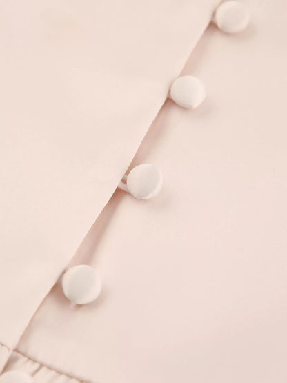 V-Neck Puff Sleeve Button-Down Midi Dress – photo 8