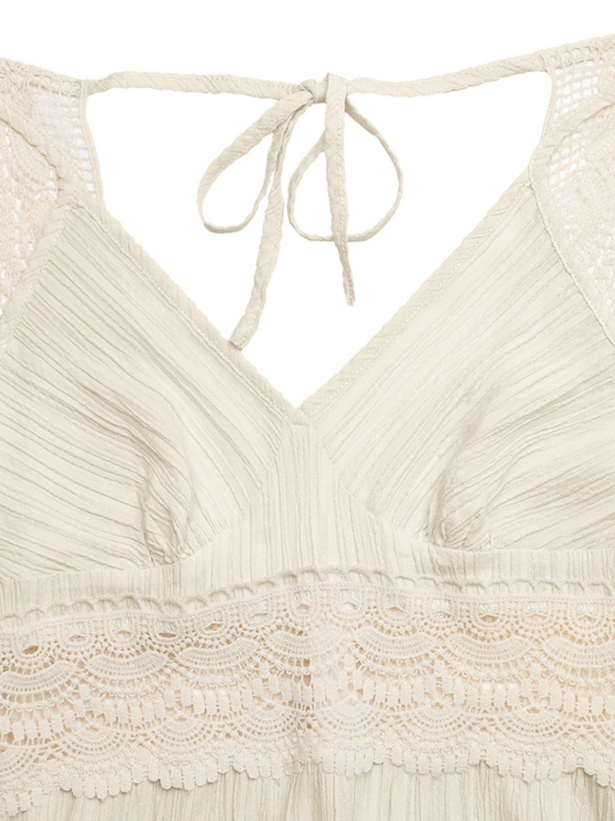 Lace Trim Tie-Detail V-Neck Maxi Dress – photo 5