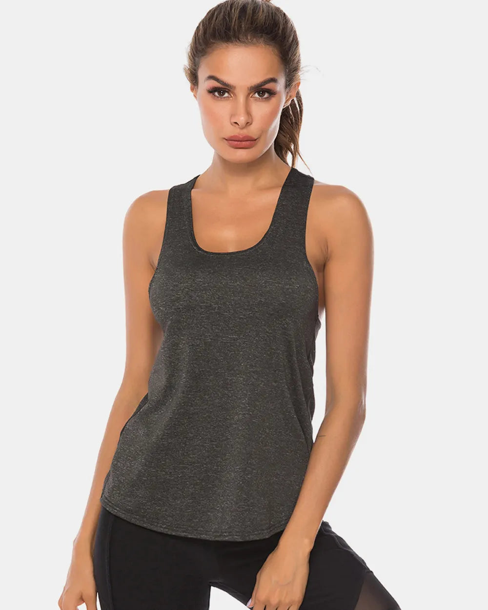 Scoop Neck Wide Strap Active Tank — Livostyle