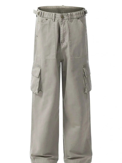 Men's Straight Cargo Pants with Multiple Pockets