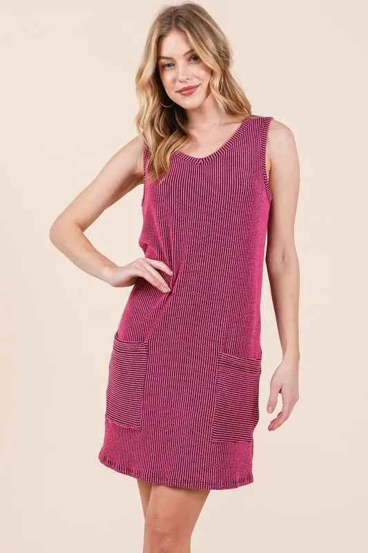 BOMBOM Rib Knit Tank Dress
