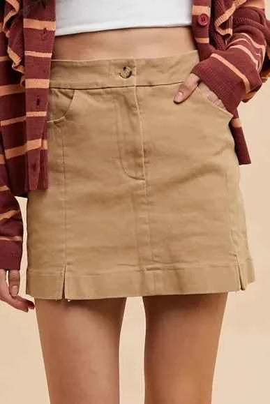 Comfort Stretch Cotton Slit Detailed Mini Skirt — Livostyle
