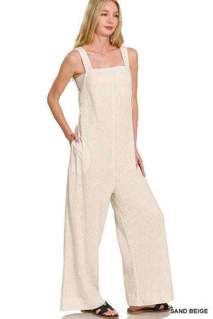 Knit Waffle Wide Leg Overalls — Livostyle