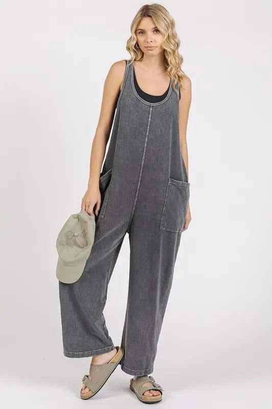 Mittoshop Scoop Neck Wide Leg Overalls