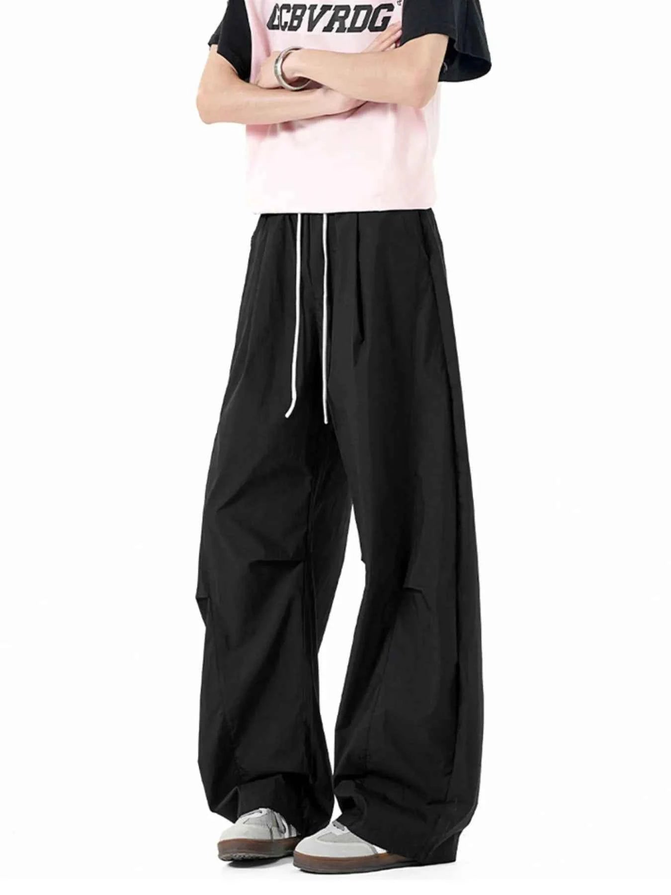 Men's Elastic Waist Wide Leg Pants