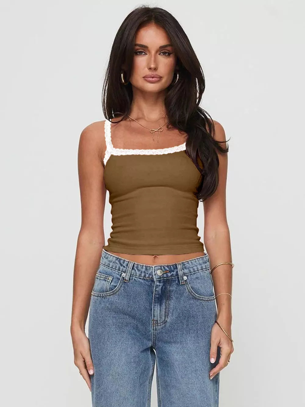 Lace Detail Cropped Cami — Livostyle