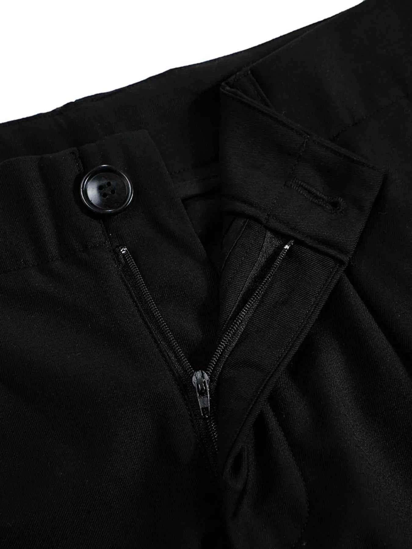 Men's High Waist Pleated Curved Pants