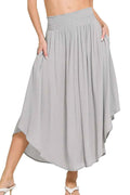 Woven Crinkle Smocked Waist Maxi Skirt W Pockets — Livostyle