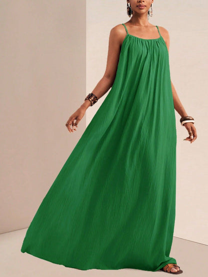 Spaghetti Strap Flowy Ruched Maxi Dress – photo 14