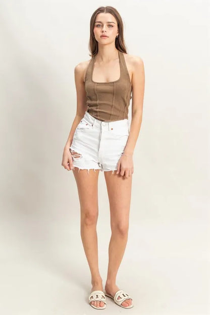 Trendy Mineral Wash Halter Top for Daily Wear — Livostyle