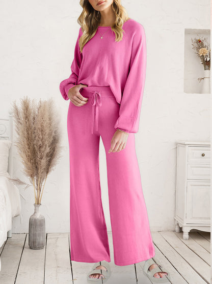 Long Sleeve Lounge Top and Drawstring Pants Set — Livostyle