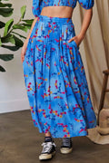 Printed Smocking Waistband Ruffled Maxi Skirt — Livostyle