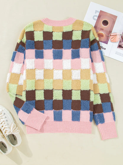 Checkered Pattern Button Front Cardigan styling — Livostyle
