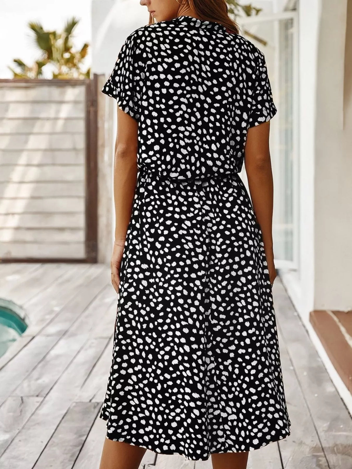 Animal Print Drawstring Waist Midi Dress – photo 4