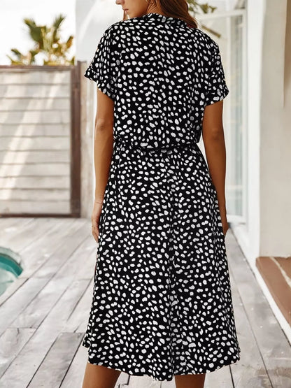 Animal Print Drawstring Waist Midi Dress – photo 4