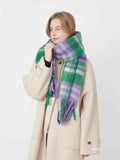 Fringe Plaid Polyester Scarf — Livostyle