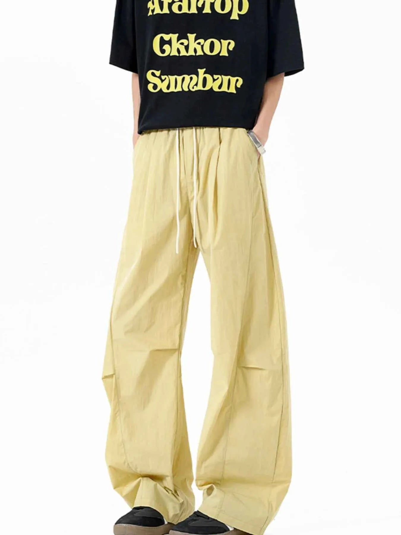Men's Elastic Waist Wide Leg Pants