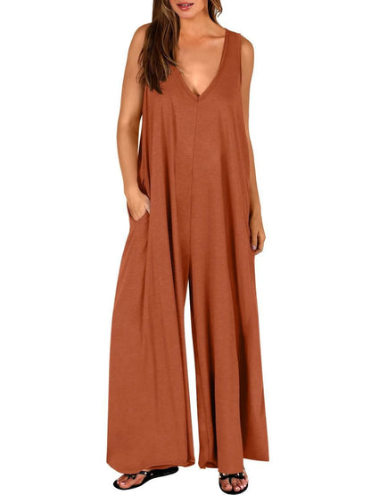 Sleeveless V-Neck Jumpsuit with Pockets – photo 6