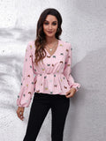 Chic Butterfly Peplum Blouse with Balloon Sleeves — Livostyle