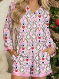 Christmas Holiday Print Nutcracker Long Sleeve Shorts 2pcs Pajama Set — Livostyle
