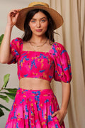 Floral Smocked Crop Top with Puff Sleeves — Livostyle