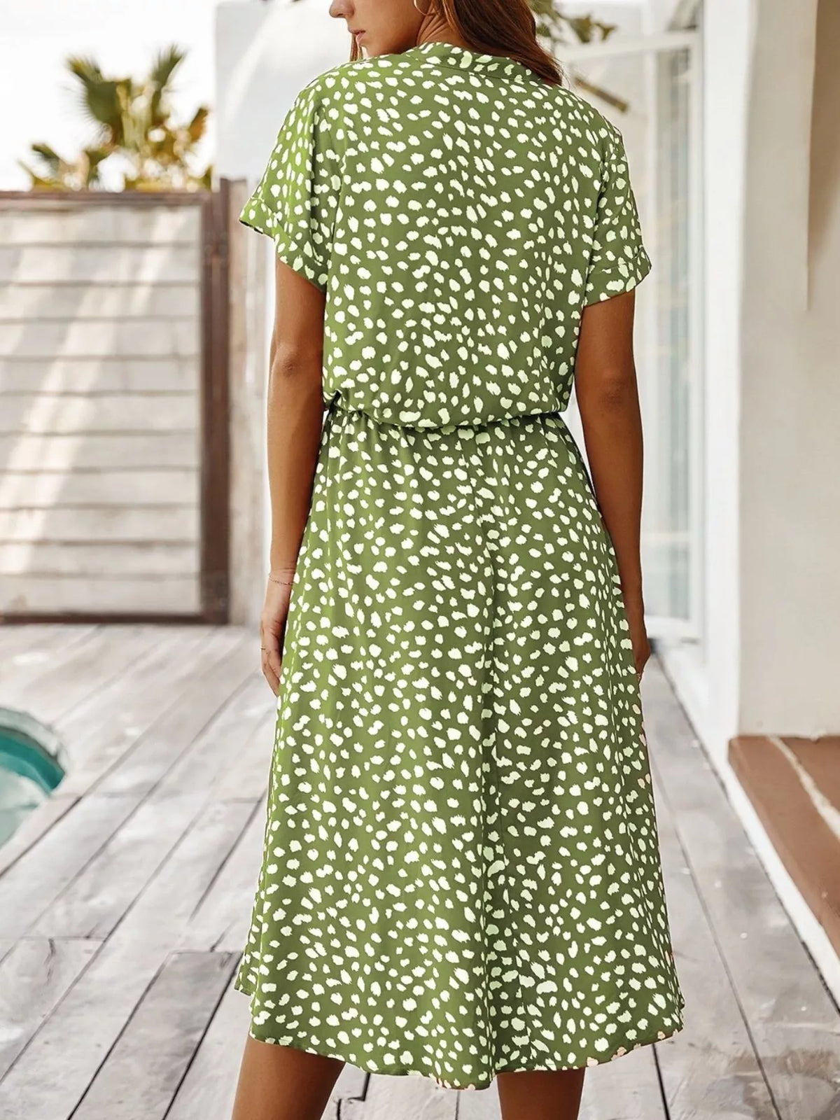 Animal Print Drawstring Waist Midi Dress – photo 3