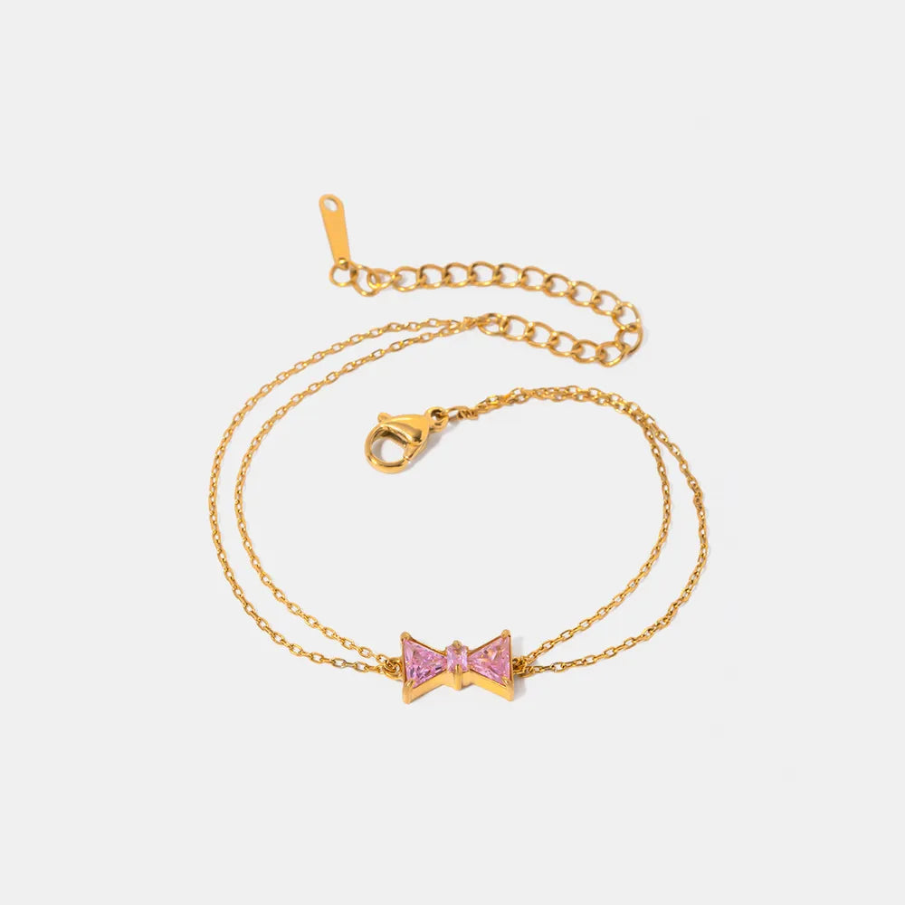 Stainless Steel Zircon Bow Bracelet — Livostyle