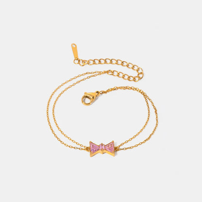 Stainless Steel Zircon Bow Bracelet — Livostyle