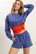Classic Crew Neck Cropped Sweatshirt with Long Sleeves — Livostyle