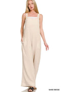 Double Gauze Washed Wide Leg Overalls — Livostyle
