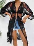 Lace Open Front Longline Cover-Up