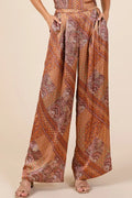 Paisley Patchwork Print Satin Wide Leg Pants — Livostyle